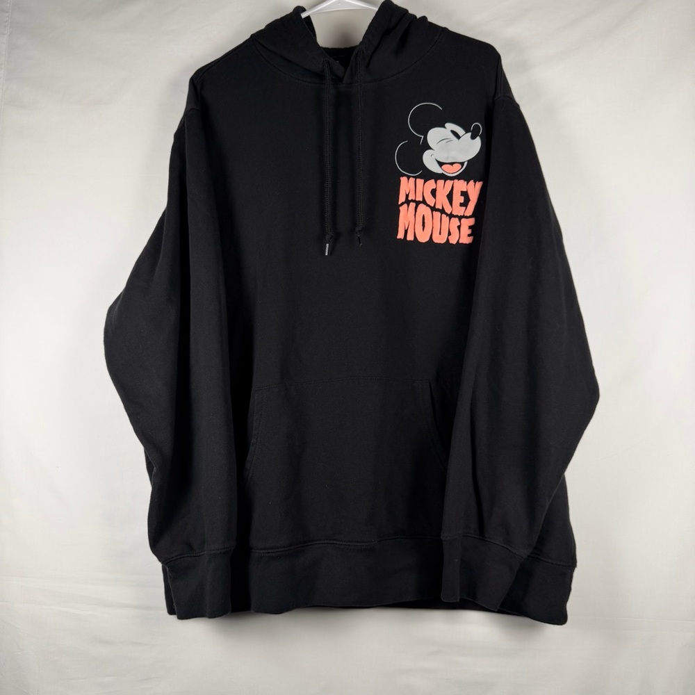 Disney Store Mickey Mouse Men Hoodie Sweatshirt Black 2XL Mickey Face Logo